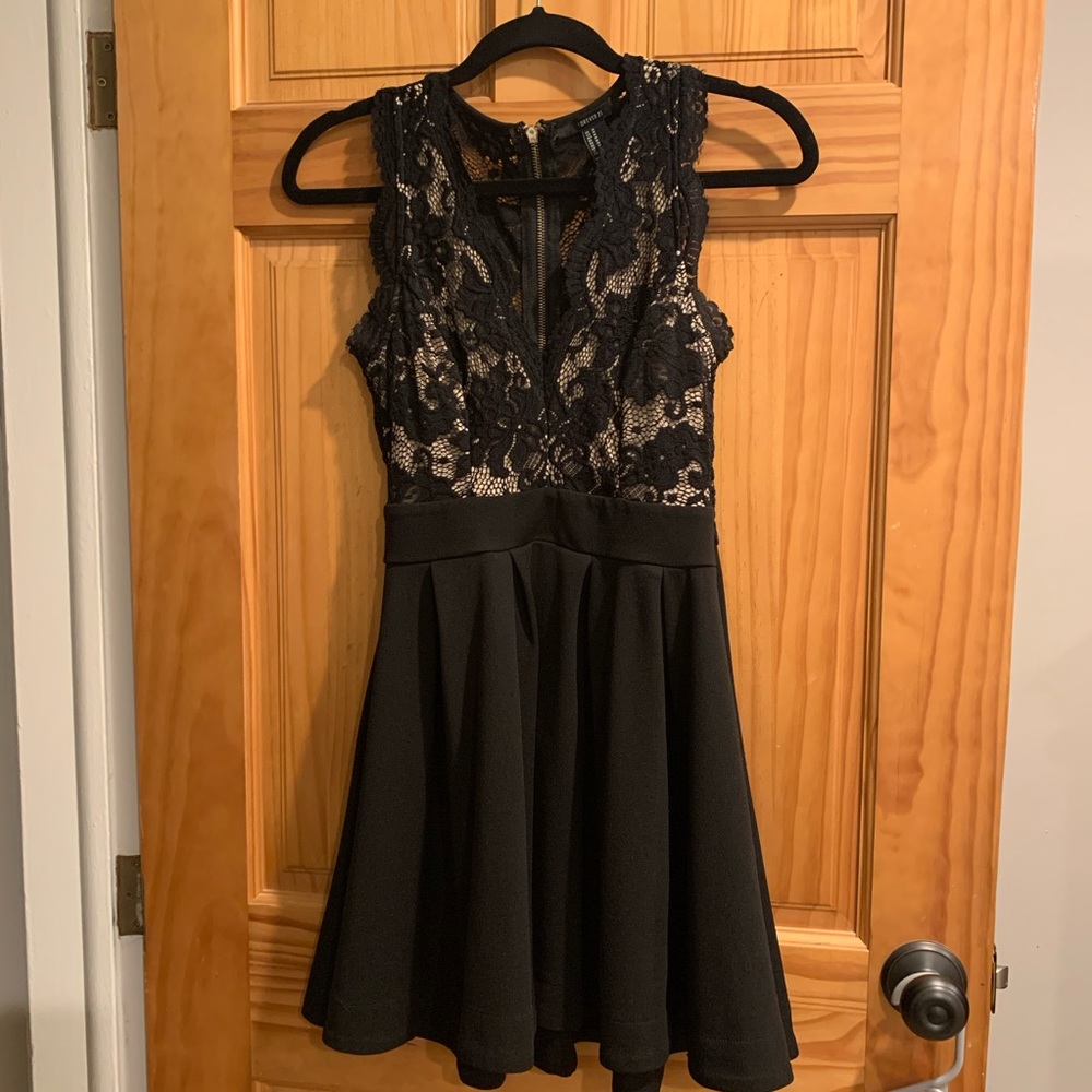 Fit and flare black lace dress
